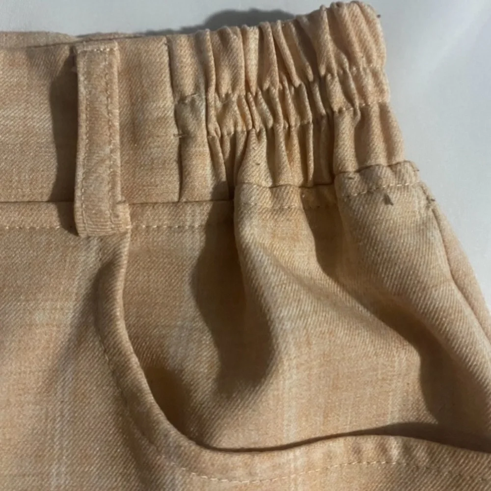 Emory Park High Waisted Plaid Print Elastic Waist Peach Shorts